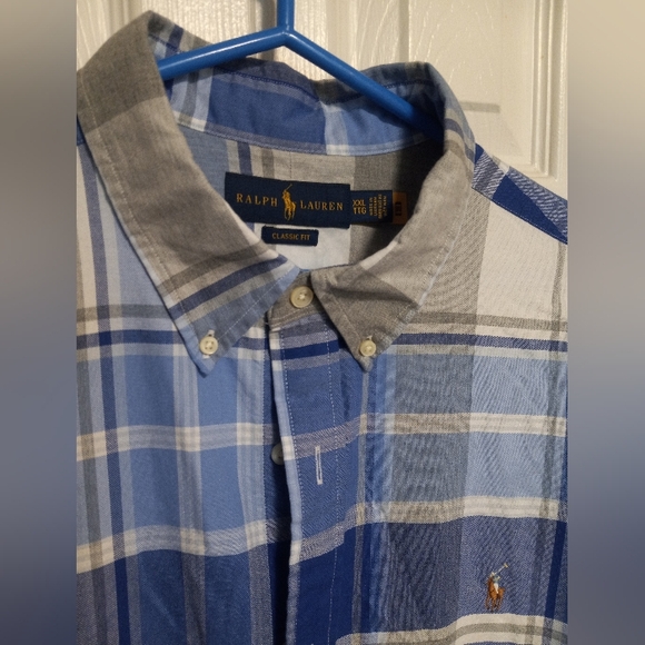 Ralph Lauren Blue Plaid Dress shirt XXL - Picture 2 of 3